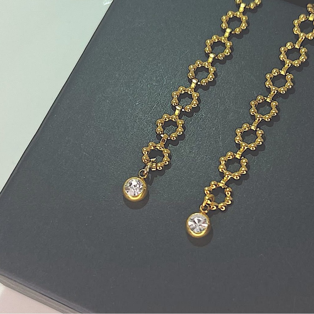 Lace Metal Wrap Chain w Cross Pendant and Heart CZ Stones 🤍✝️ 18k Gold - Picture 3 of 4